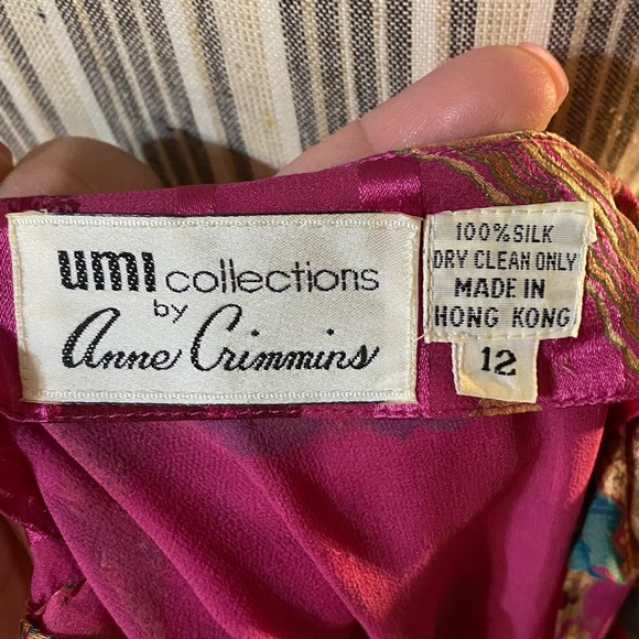 Anne Crimmins | Umi Collection - 100% Silk Vintage 70s 80s Dress | Size: 12 - Picture 5 of 9